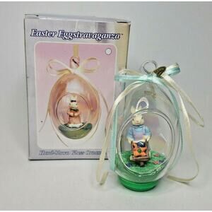 Vintage Hand Blown Glass Scene Inside Easter Bunnies New In Box U77/19